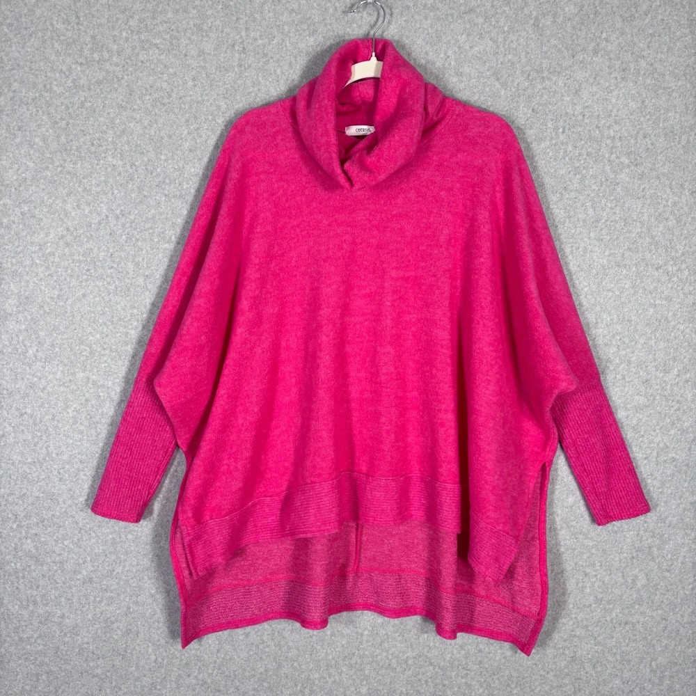 Fleece Poncho Sweatshirt‎ XS Small Hot Pink Cowl Neck Slouchy Comfy Lounge Cozy